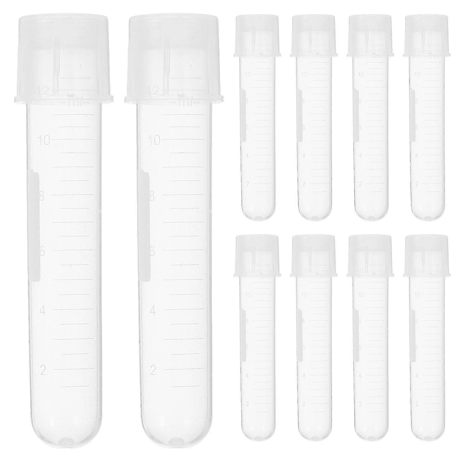 10Pcs Graduated Cryotubes With Scale Plastic Shake Tube Disposable Test Tubes With Cap Self Standing Transport Tubes Molded Graduations Conical Bottom