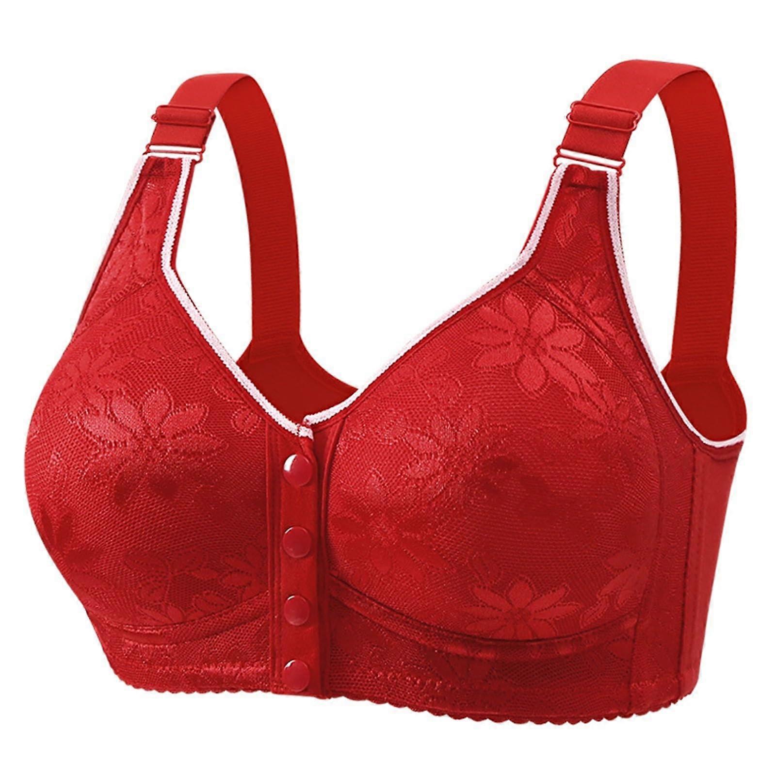Push Up Bra Front Closure Lace Without Underwire Cotton Bustier With Adjustable Straps Nursing Sleep Bra For Elderly