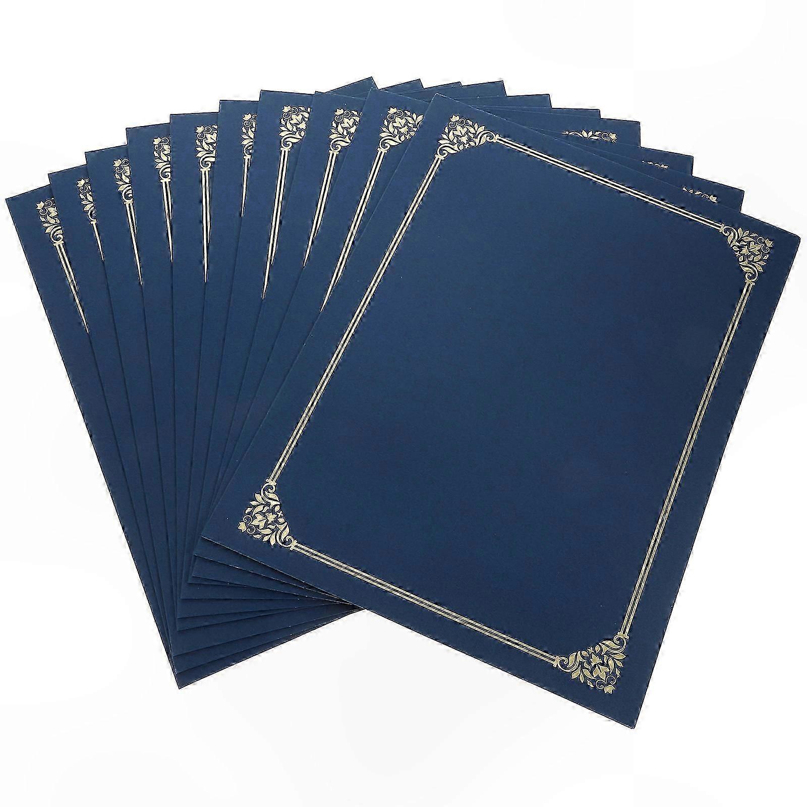 Gold Foil Diploma Covers for Award Ceremonies - 10 Pack Formal Document Folders with Protective Design