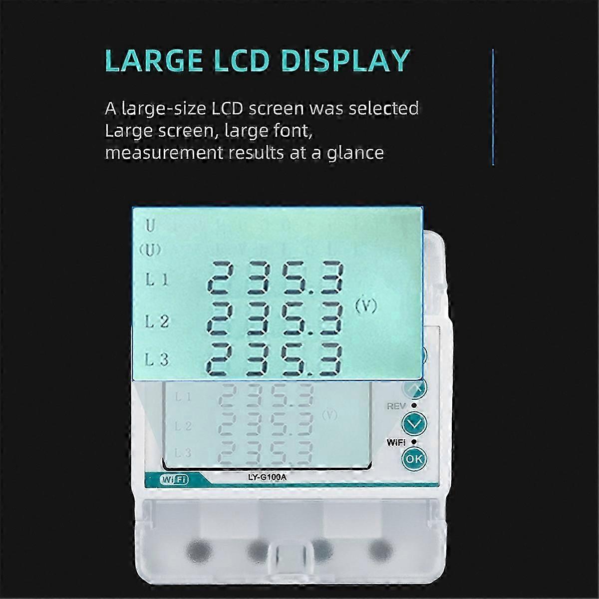 3 Phase 100A Tuya WiFi Smart Energy Meter with Over/Under Voltage & Load Protection