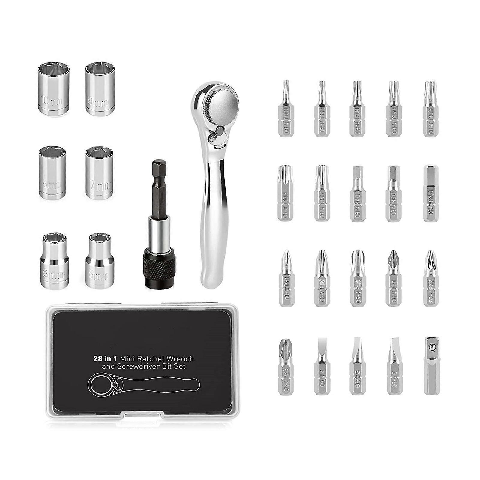 Multifunctional 72 Tooth Miniature Ratcheting Wrench Kit Includes Magnetic Hexagonal Driver And Ergonomic Nonslip Handle Multicolor