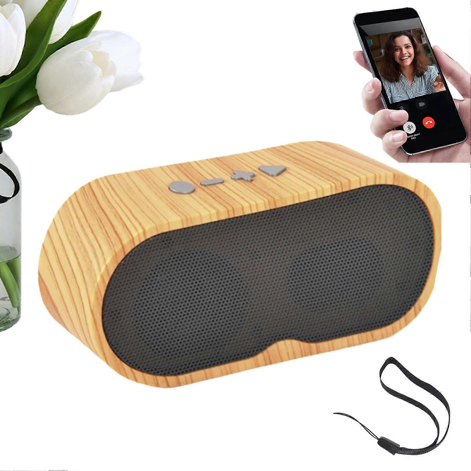 Portable Wired Speaker With BuiltIn Music Player, TF Card Support, Retro Wood Finish, 5.31x1.57x2.56 In