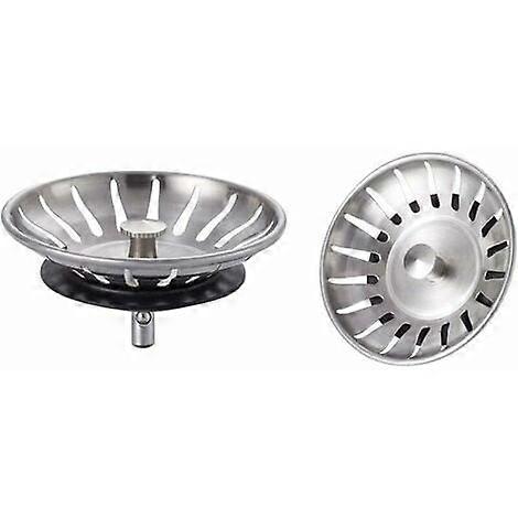Edelstahl-Spülstopfen (2er-Set) - Universeller Spülbeckenfilter (Durchmesser: 80 mm), Spülstopfen mit 18 Schlitzen
