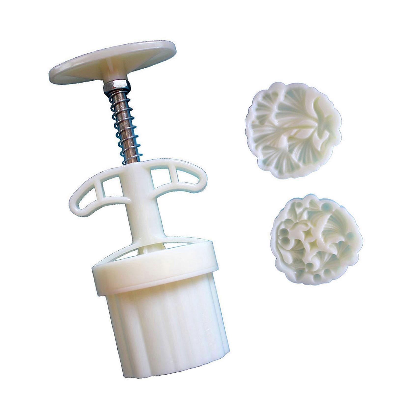 Efficient Mooncakes Maker Tool 2 Capacity Set Ergonomic Handheld Press With Plant Embossed Pattern Multicolor