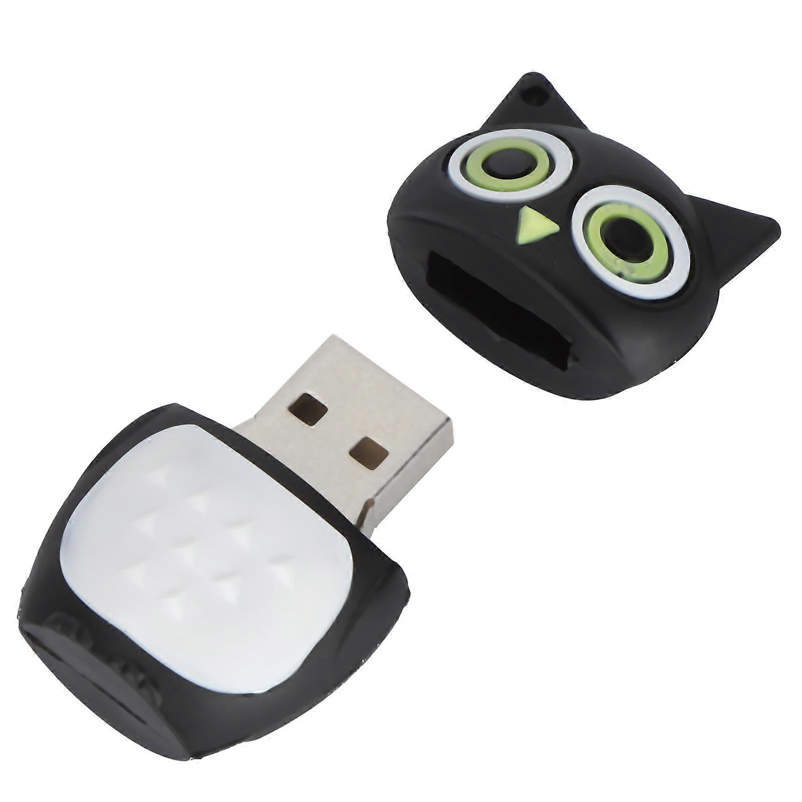 Cartoon Black Owl 64GB High-Speed USB Flash Drive Memory Device