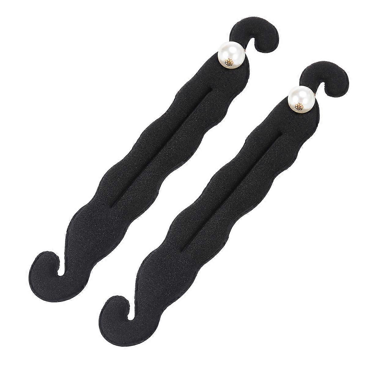 Black Pearl Hair Styler for Hair Styling 2Pcs Elegant Bun Maker Tool