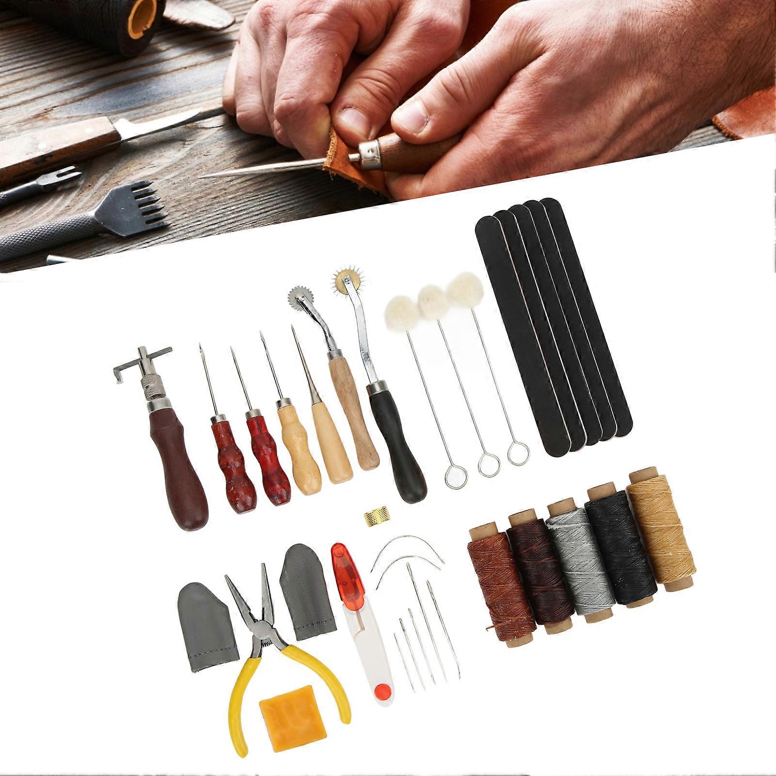 33 Pcs Leather Tools Set DIY Hand Stitching Sewing Repair Kit