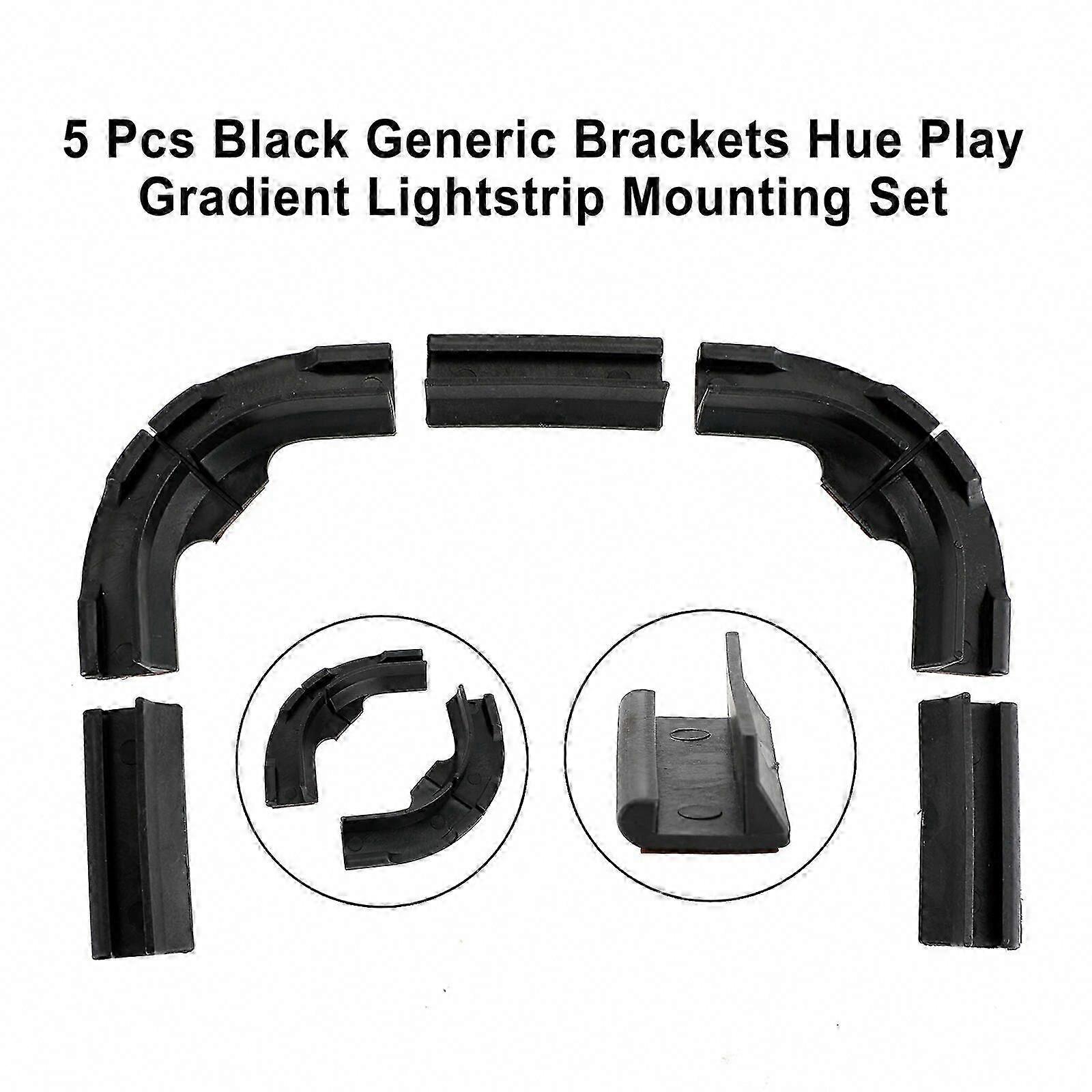 Artudatech 5 Pcs Black Mounting Brackets for Hue Play Gradient Lightstrip Set