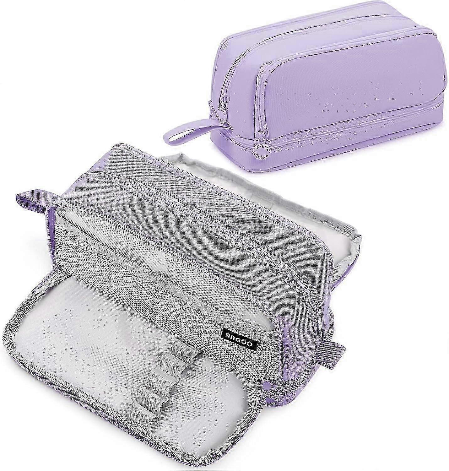 Pencil Case with 4 Compartments for Girls Boys, Aesthetic Large Stationery Organizer for Kids Women Men Teenagers Students,Purple