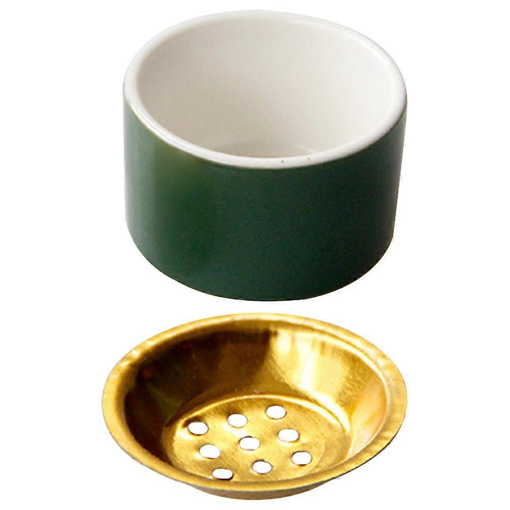 Ceramic Incense Burner Dark Green for Aromatherapy 3Pcs Desktop Set