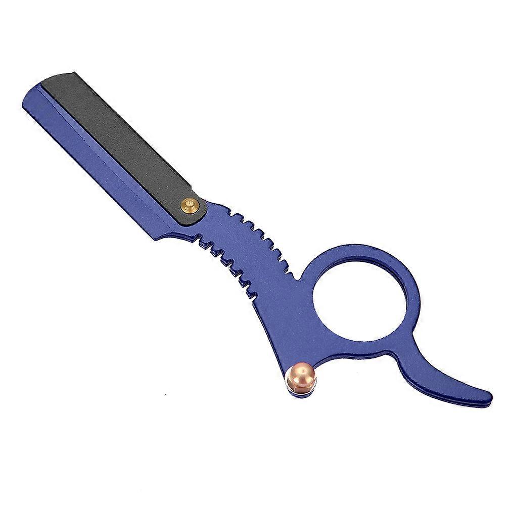 Rasoir de barbier vintage à lame droite avec mécanisme de remplacement facile des lames, bleu