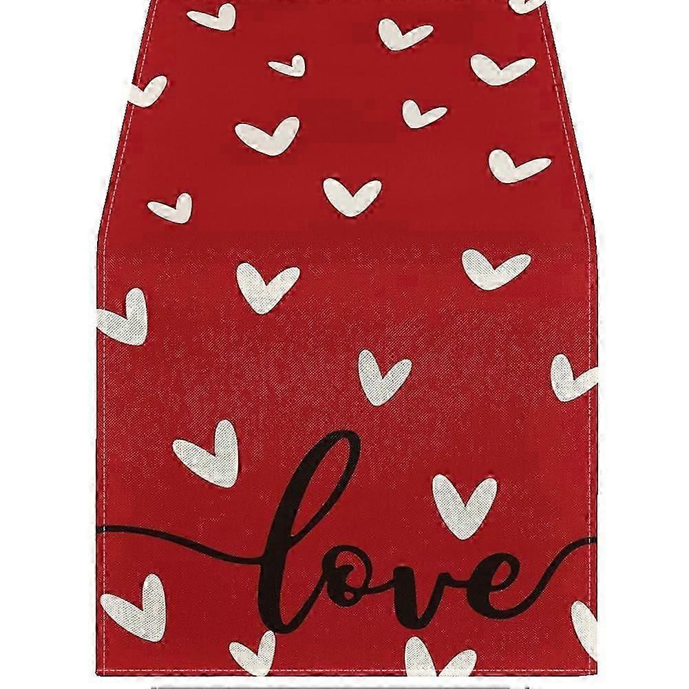 Red Love's Day Table Runner Seasonal Anniversary Kitchen Dining Table Decoration For Indoor Home