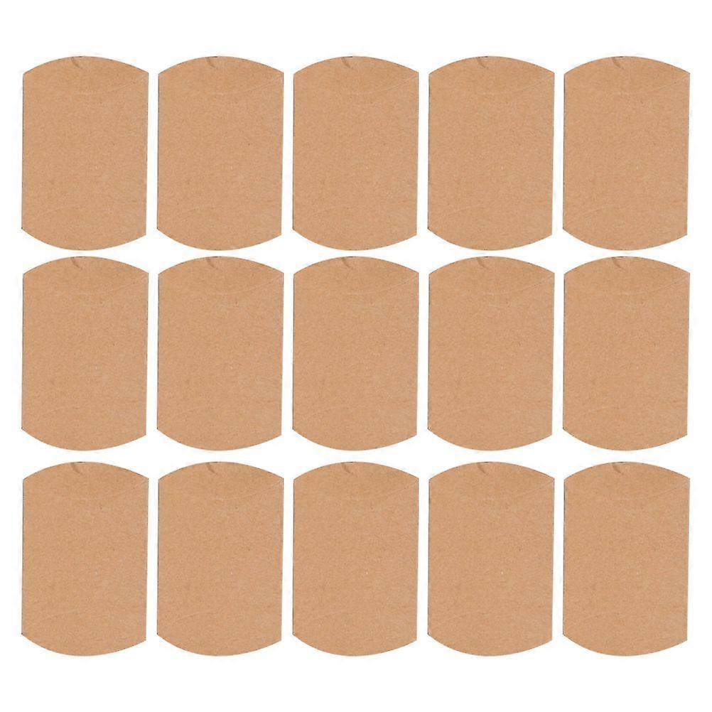 100Pcs Kraft Paper Candy Boxes Pillow Shape Gift Holder Party Paper Container with Hemp Rope for Home(Buff)