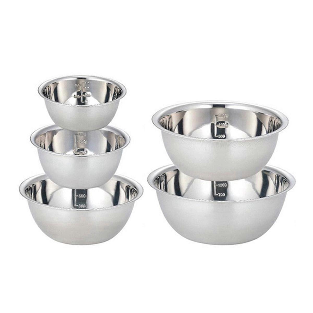 Stainless Steel Mixing Bowl Set 5 Size Space Saving Nesting Bowls Set