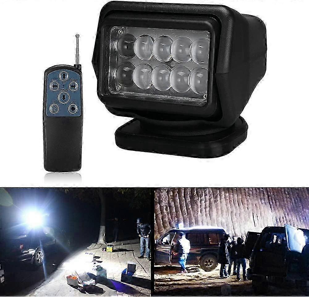 "Durable LED Searchlight for Offroad & Boating: Weatherproof, Remote Controlled, CREE Chip with Magnetic Base"