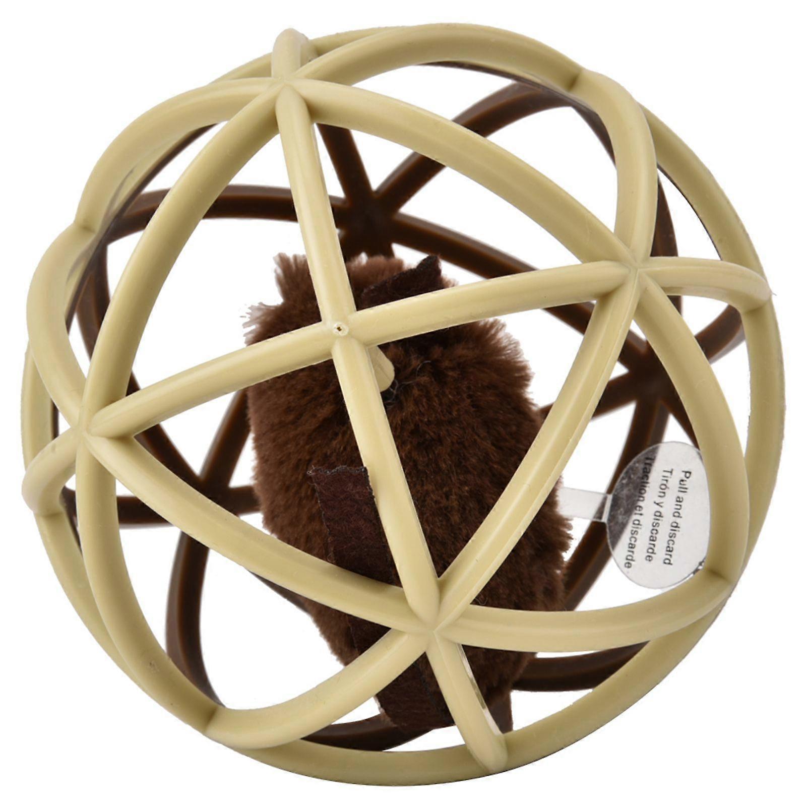 Pet Cat Prisoner Mouse Ball Puzzle Toy Sisal Ball Funny Cat Molars Claw(Rice Coffee Color)