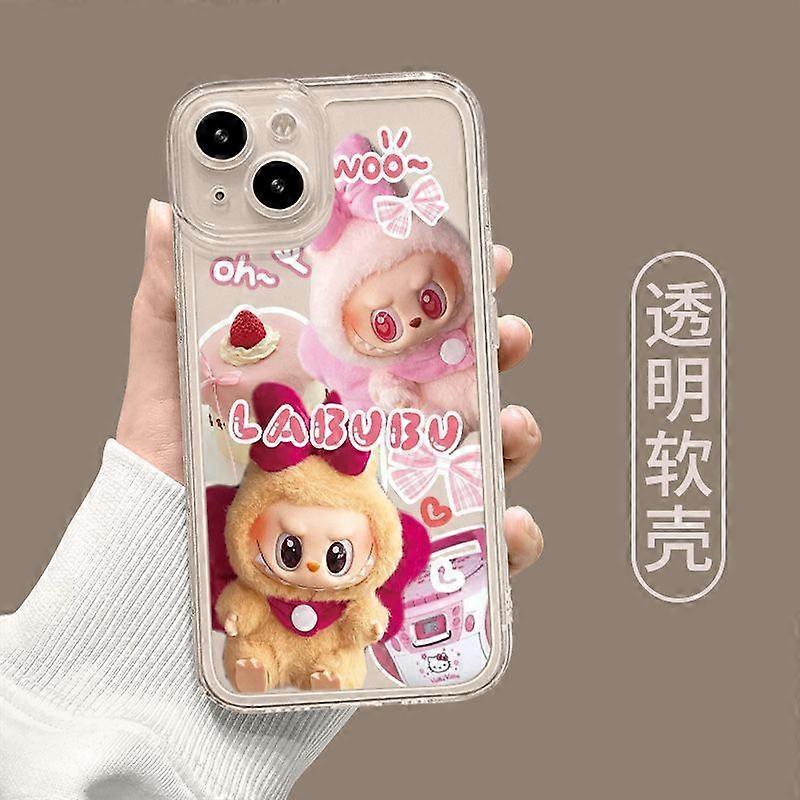 Cute rabbit ears labubu iphone16 mobile phone case iPhone15promax all-inclusive 14 shell 13 transparent