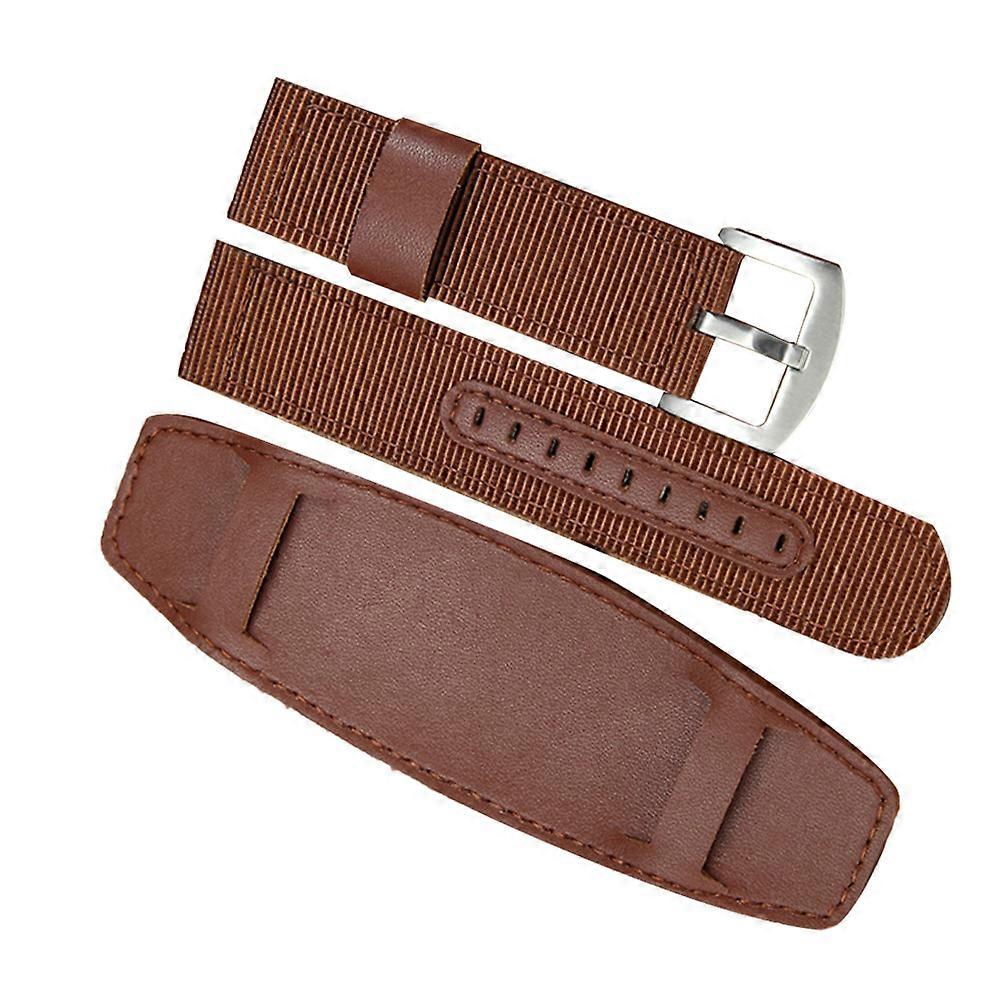Anti Sweat Watch Strap Weaving Nylon for Exercise 22mm Brown