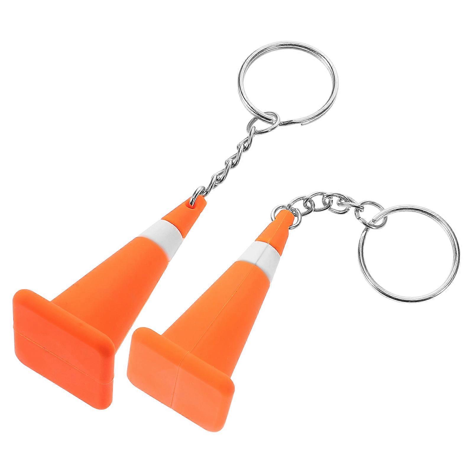 Traffic Cone Key Ring Orange Construction Party Favors 8Pcs Mini Keychains