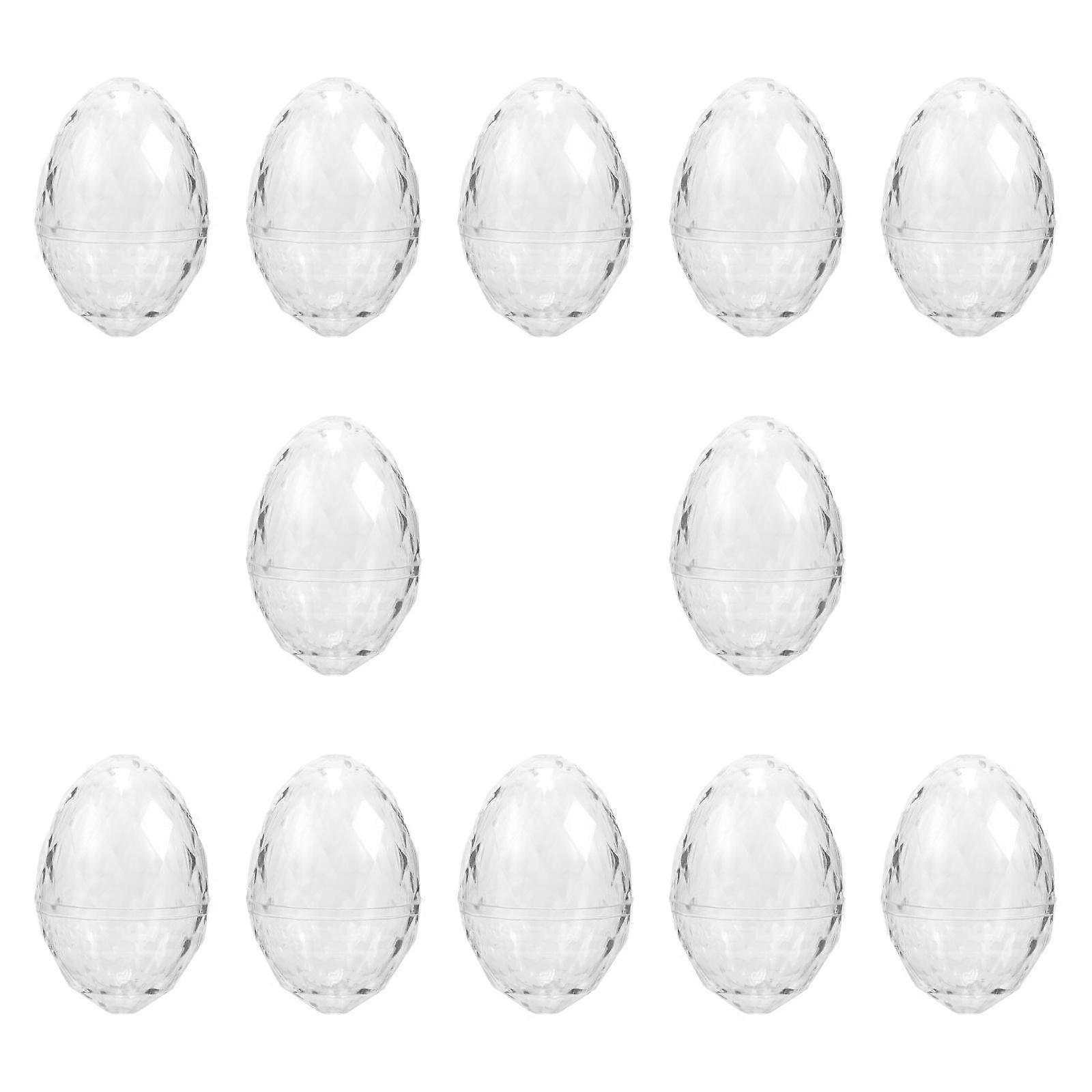 12Pcs Clear Eggs Plastic Easter Eggs for Wedding School Parties Celebrations Clear
