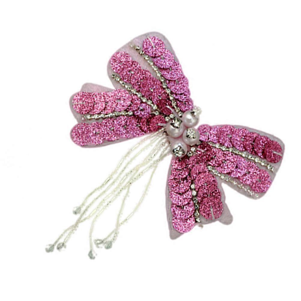 Bowknot Patch Pink Clothes Patch for DIY Use 2Pcs Beaded Sequins