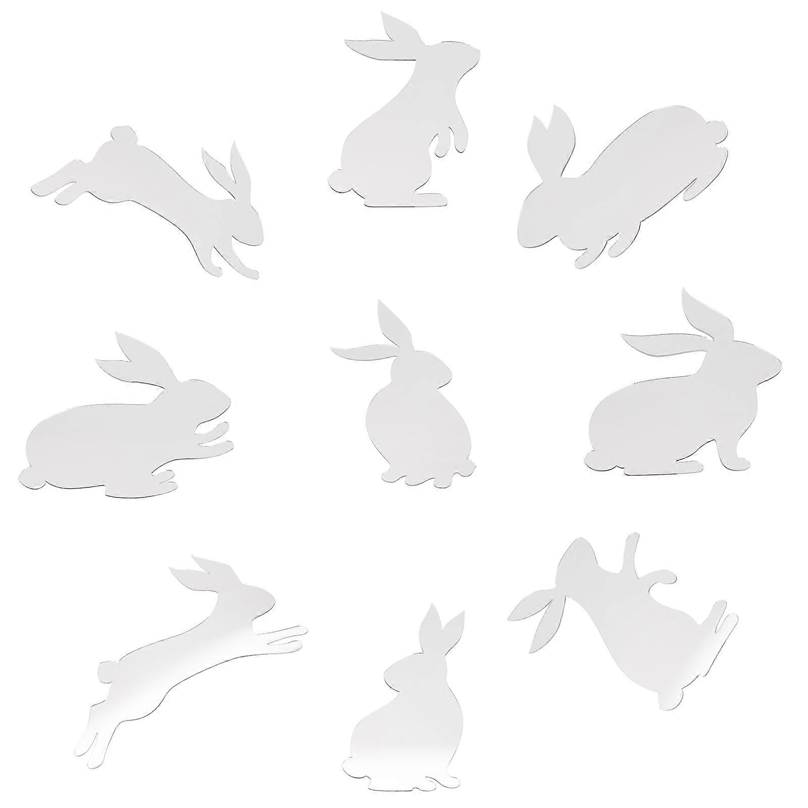 Easter Mirror Bunny Sticker Silver Acrylic Wall Decals 18Pcs
