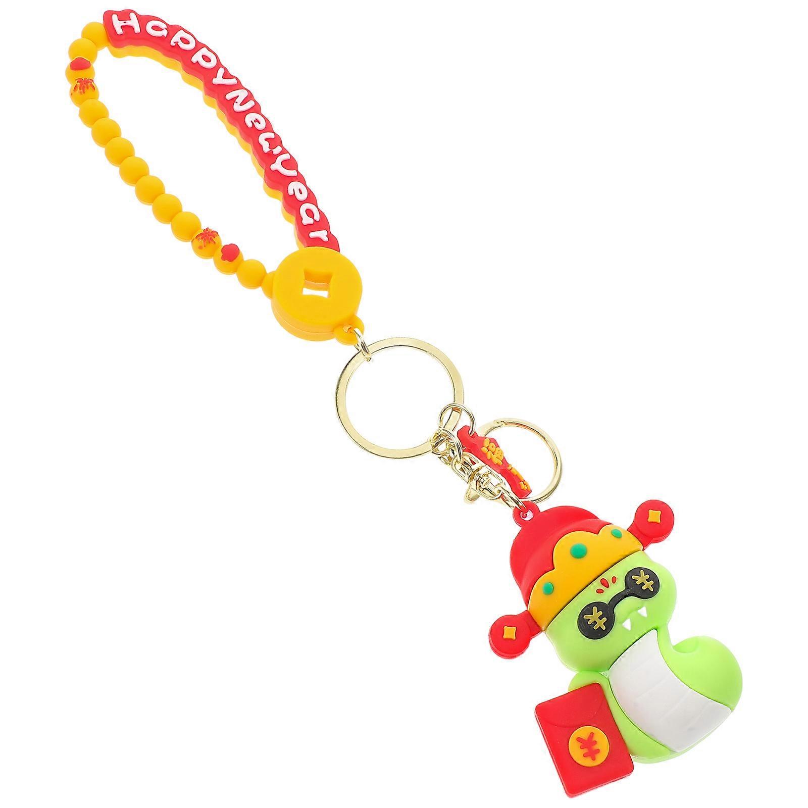 Cute Cartoon Snake Keychain 2Pcs Versatile Decoration for Gift Giving Charming Design PVC and Alloy Material