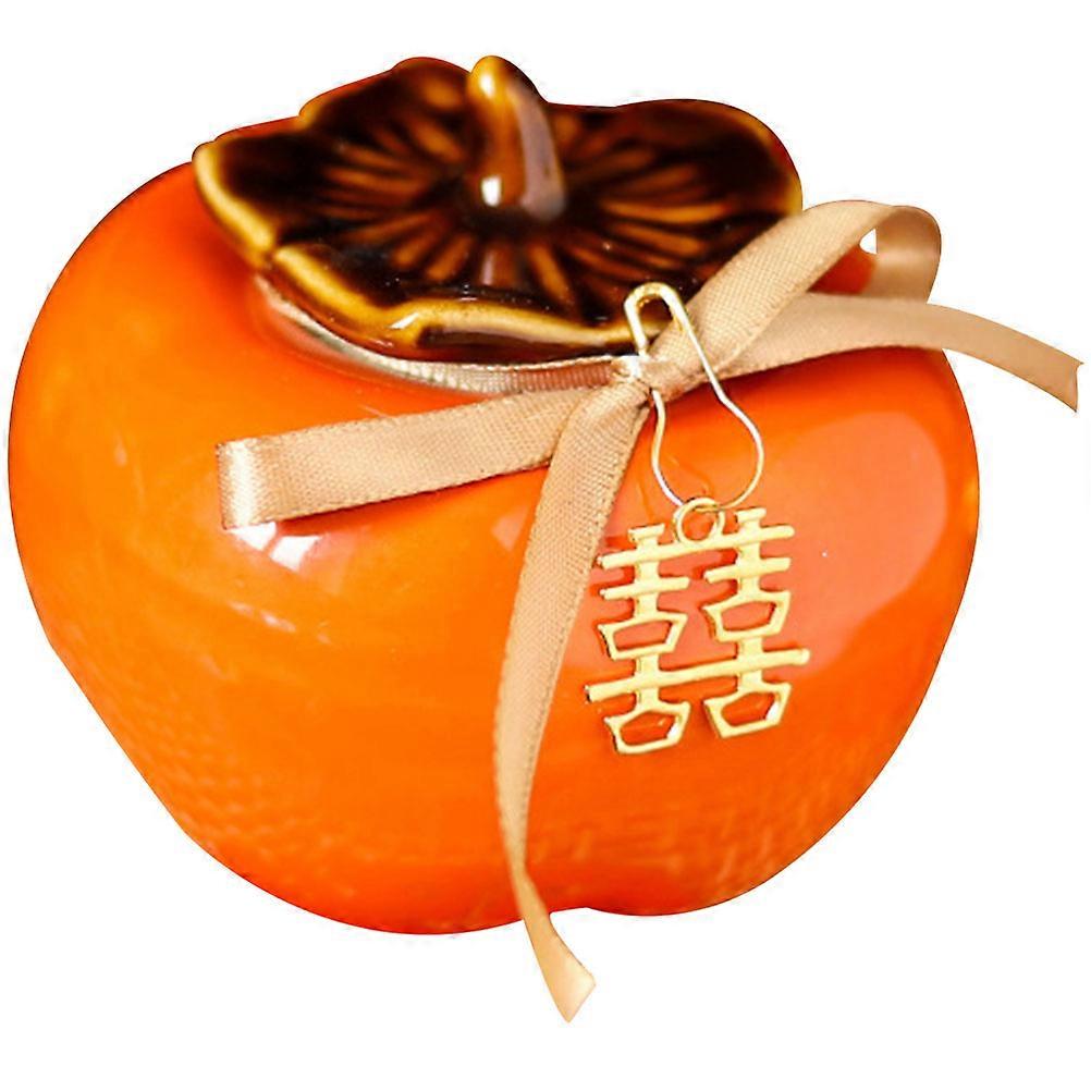 Sealed Storage Jar Ceramic Persimmon Shape Tea Container 3Pcs
