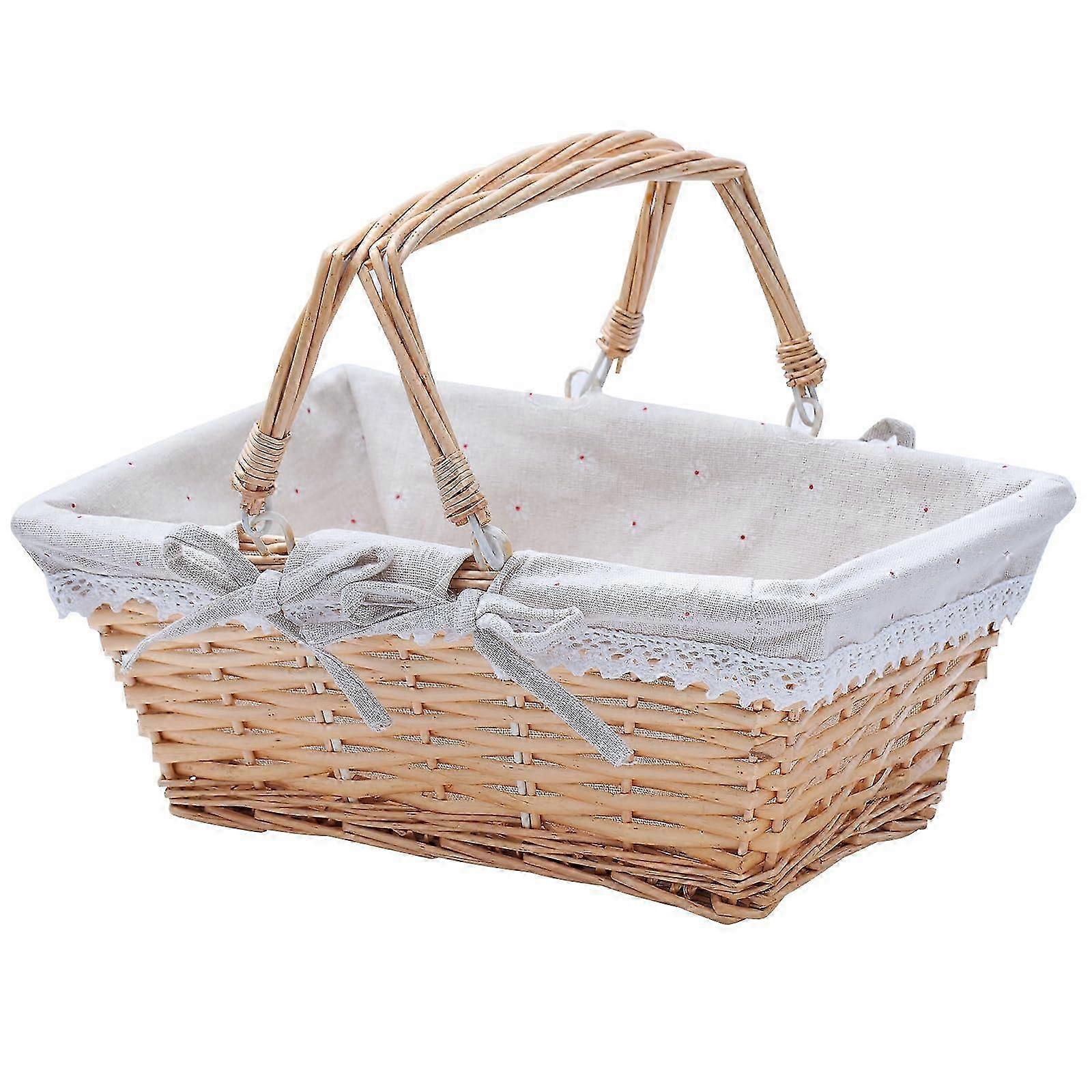 Wicker picnic basket Easter basket Primer Hand Woven Rectangular Wicker Gift Basket 2025