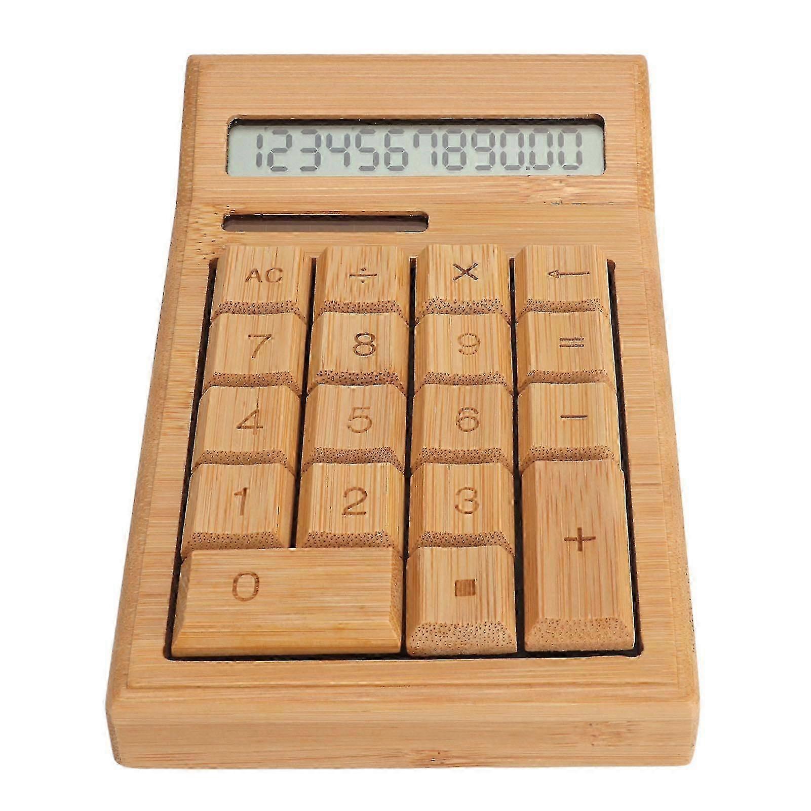 Cs19 Solar Calculator Solar Battery Dual Power 12 Digit Lcd Display 18 Buttons Bamboo Desktop Calculator For Students