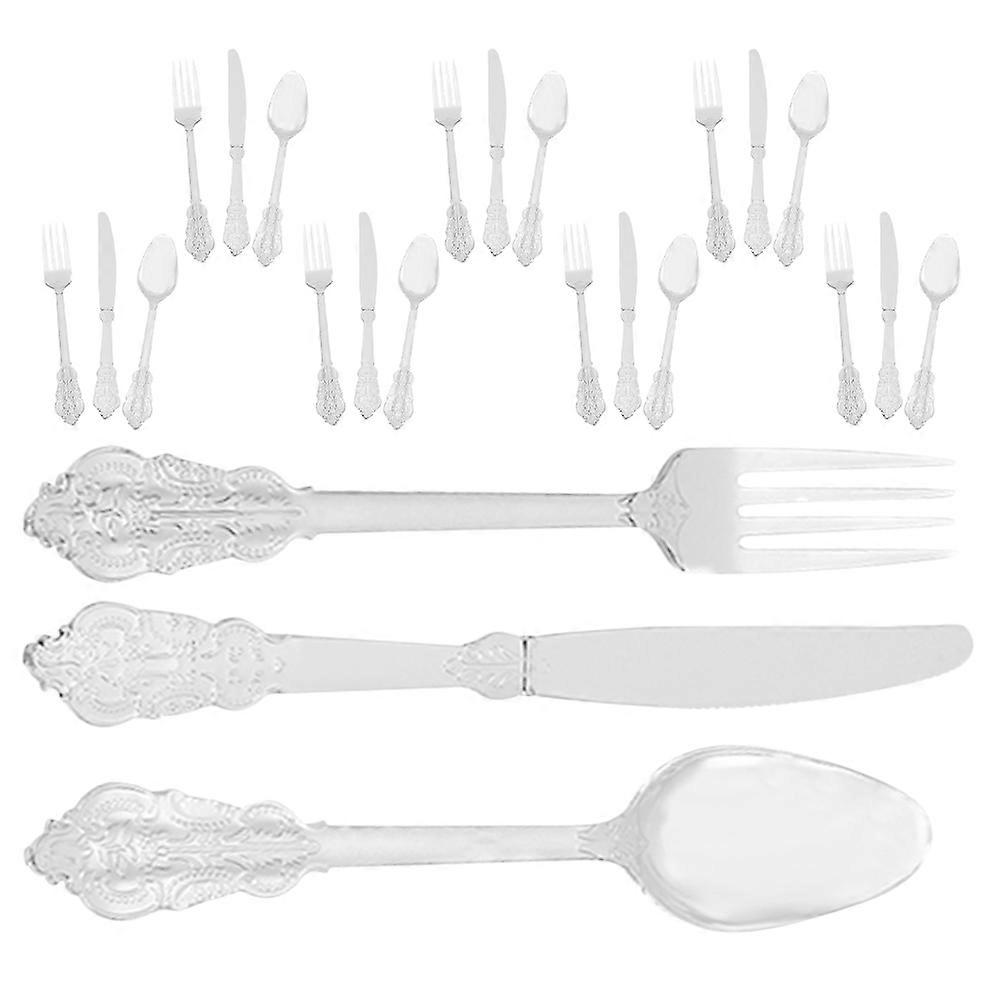 Serving Set Convenient for Travelers Holidays Silver Flat Shape 17.50X3.50X1.50CM 2 Sets