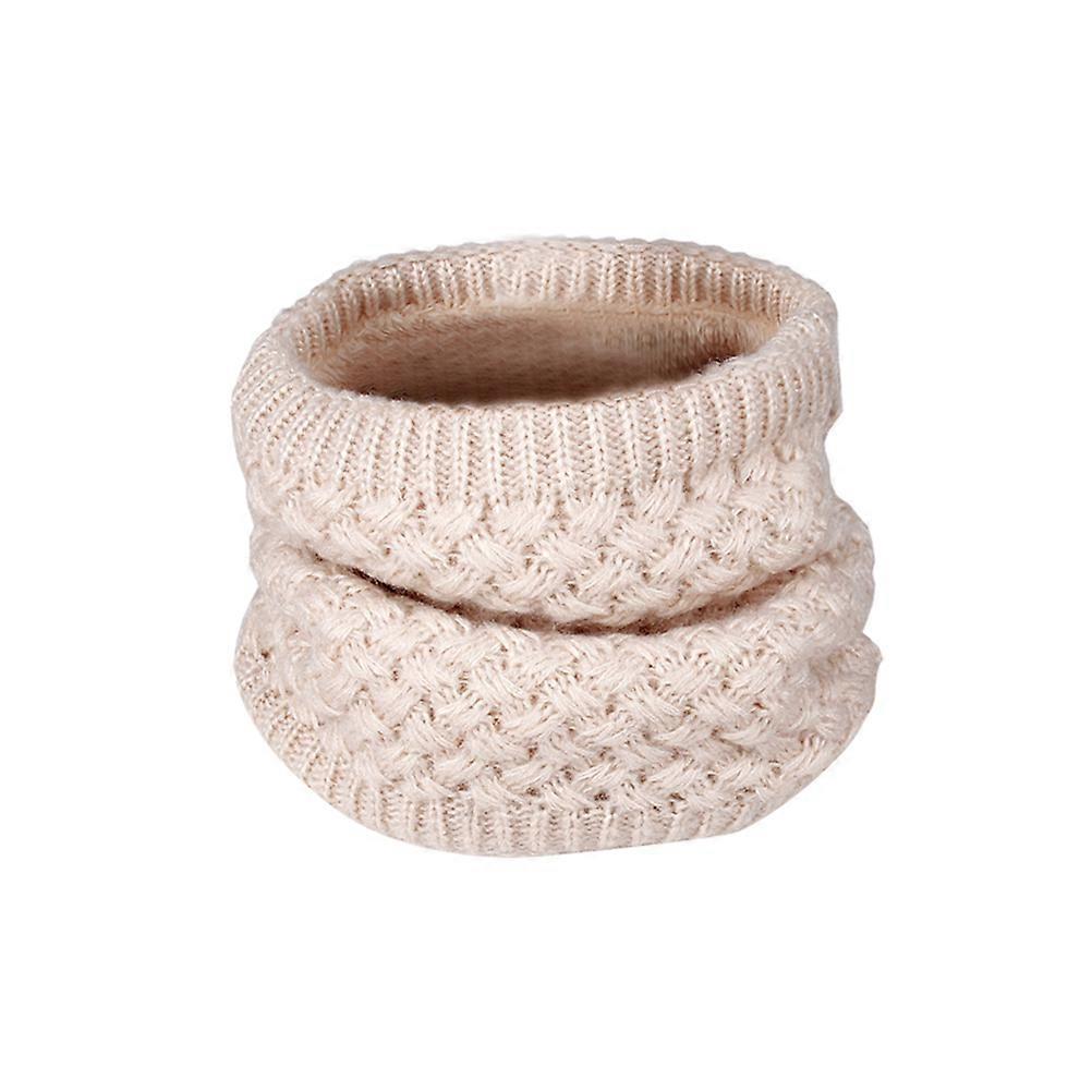 Warm Knit Neck Scarf Circle Loop for Winter 3Pcs Beige Set