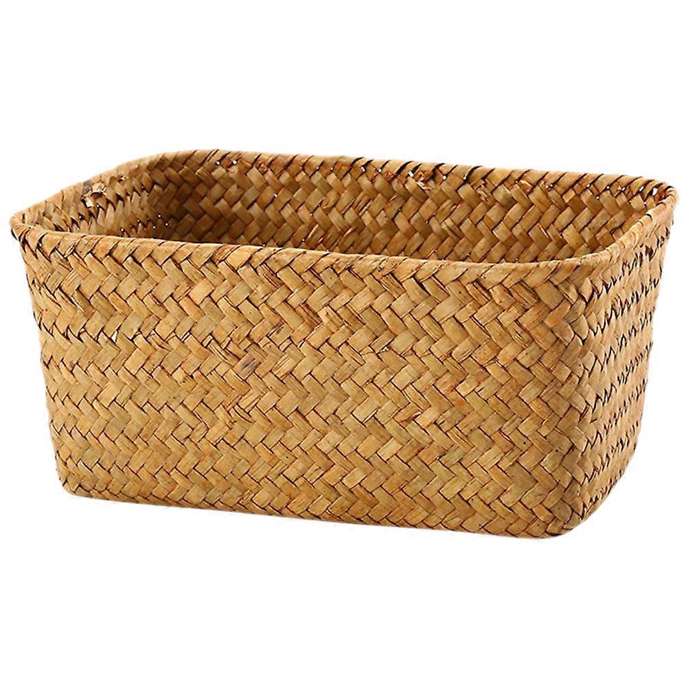 Rectangular Seagrass Storage Basket 5Pcs Simple Design Organizing Toy Case for Homeowners