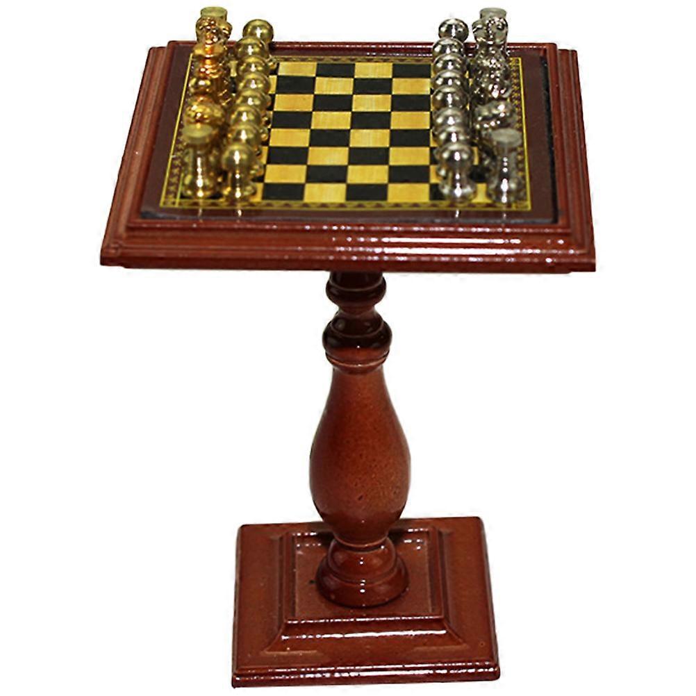 Chess Game Toy Miniature Checkerboard For Doll House Decoration 6.10X4.80X4.80CM 1 Set