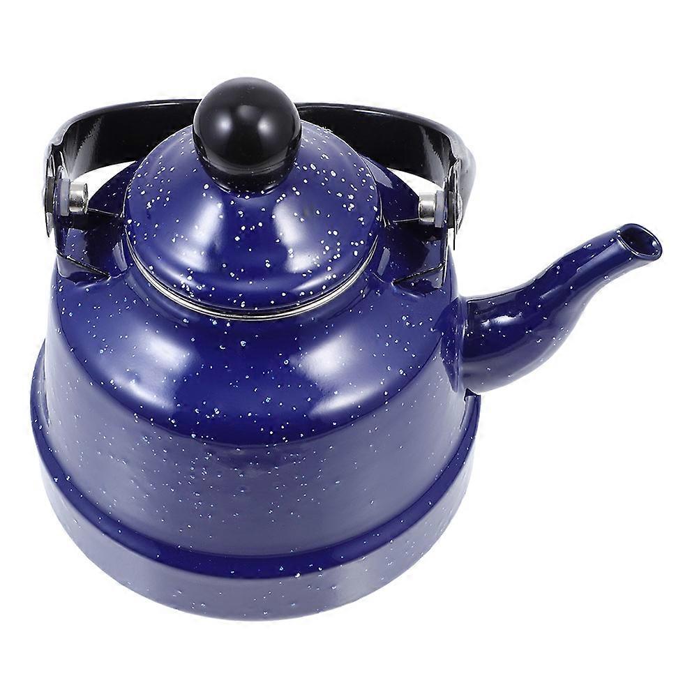 Vintage Tea Kettle Enamel Water Boiling Kettle for Home 2Pcs Blue