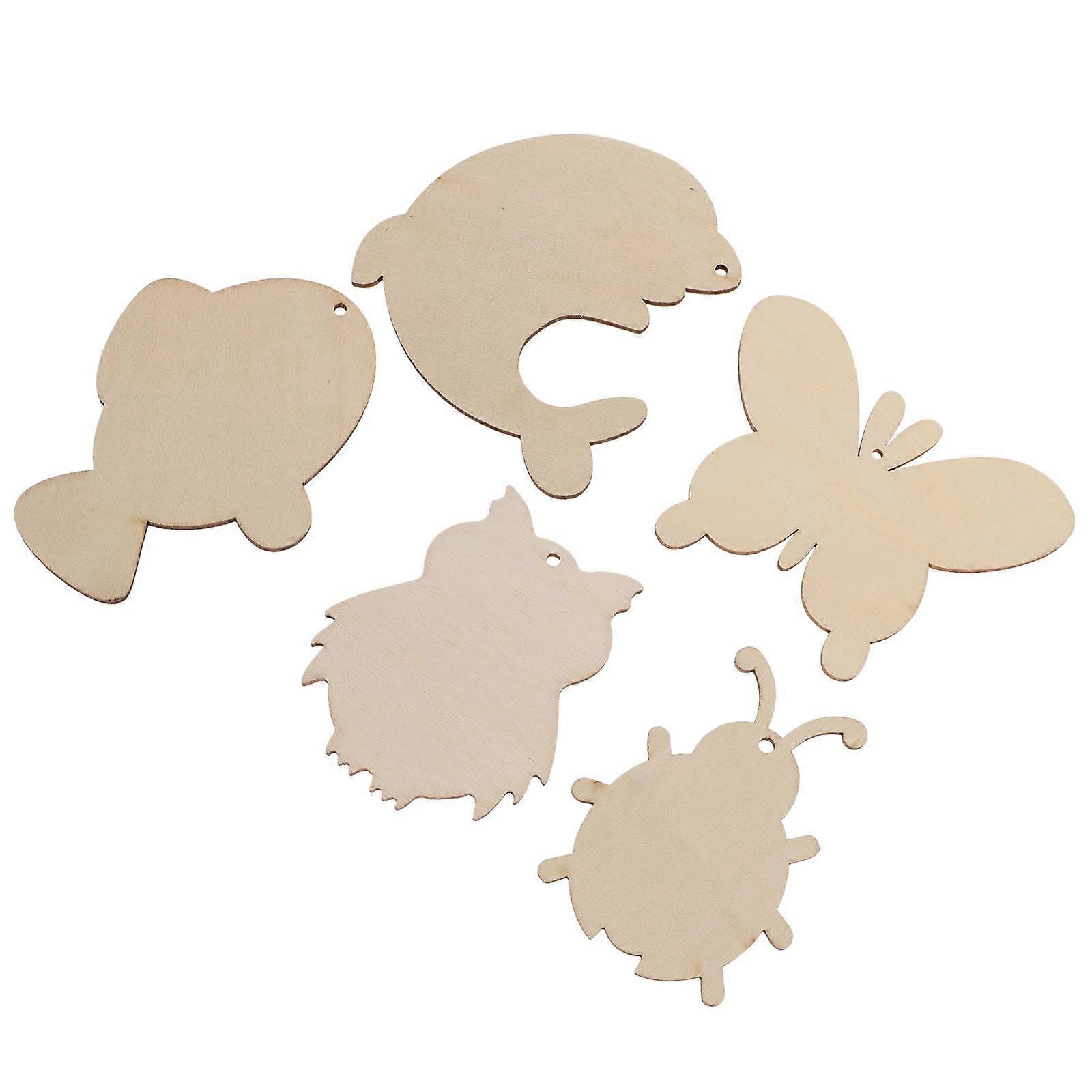 Barnpyssel Träfärgsbitar för dekoration 10 st Beige