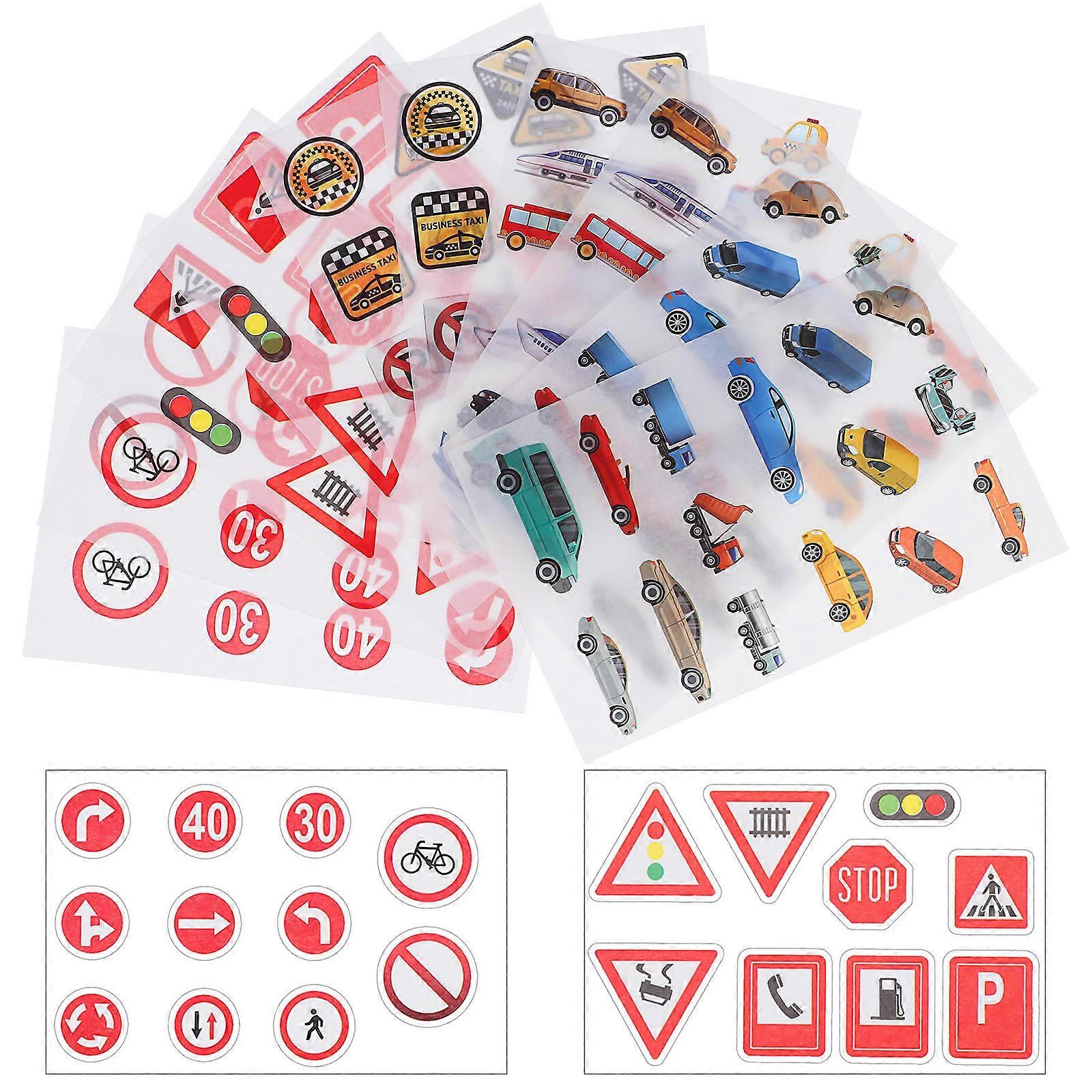 Car Stickers 5 Sets Traffic Signs Stickers For Educational Use And Decoration Assorted Color Safe To Use