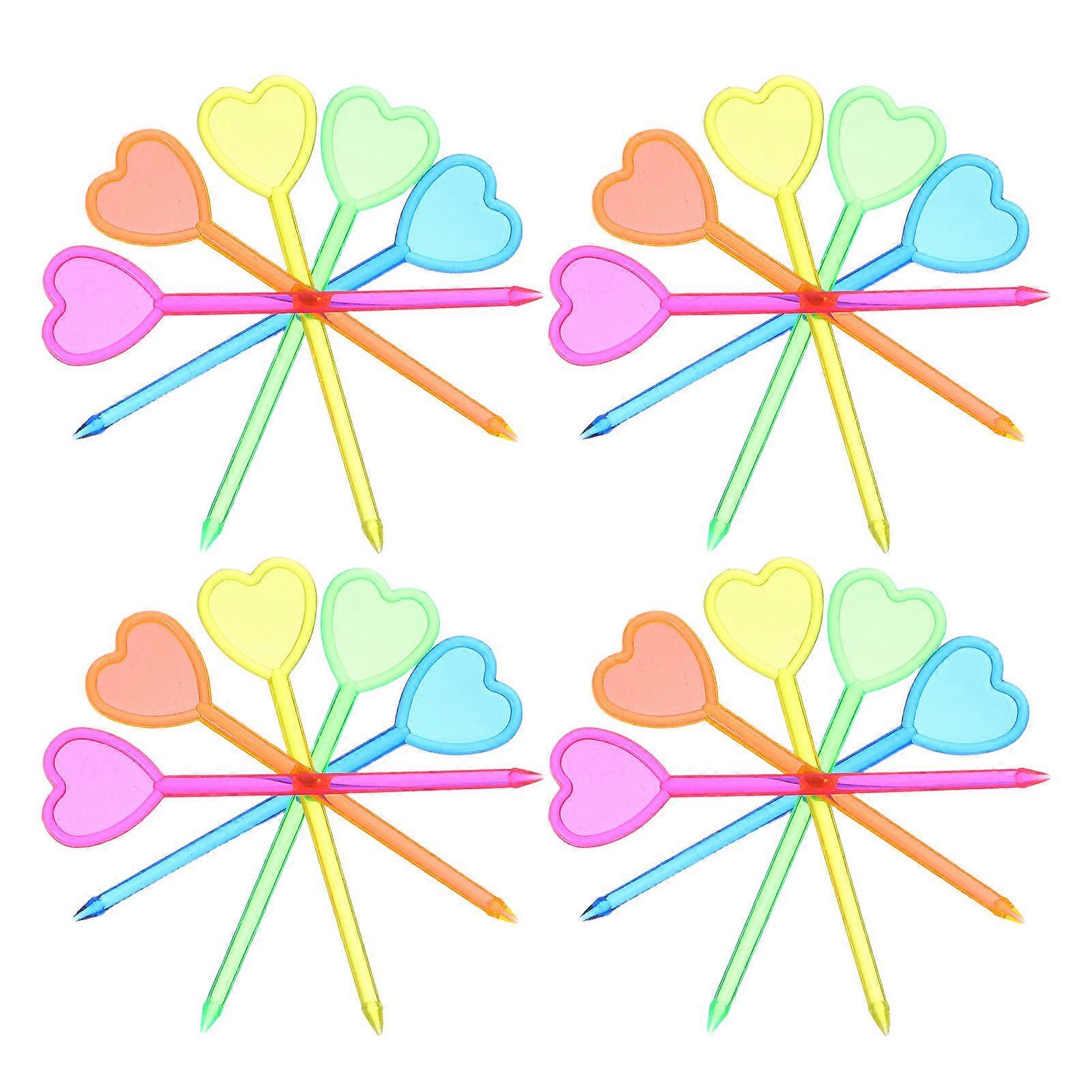 Heart Shaped 100Pcs Assorted Color Picks Ideal For Home Use 8.5*2*0.2Cm Chic Fruit Serving Decor