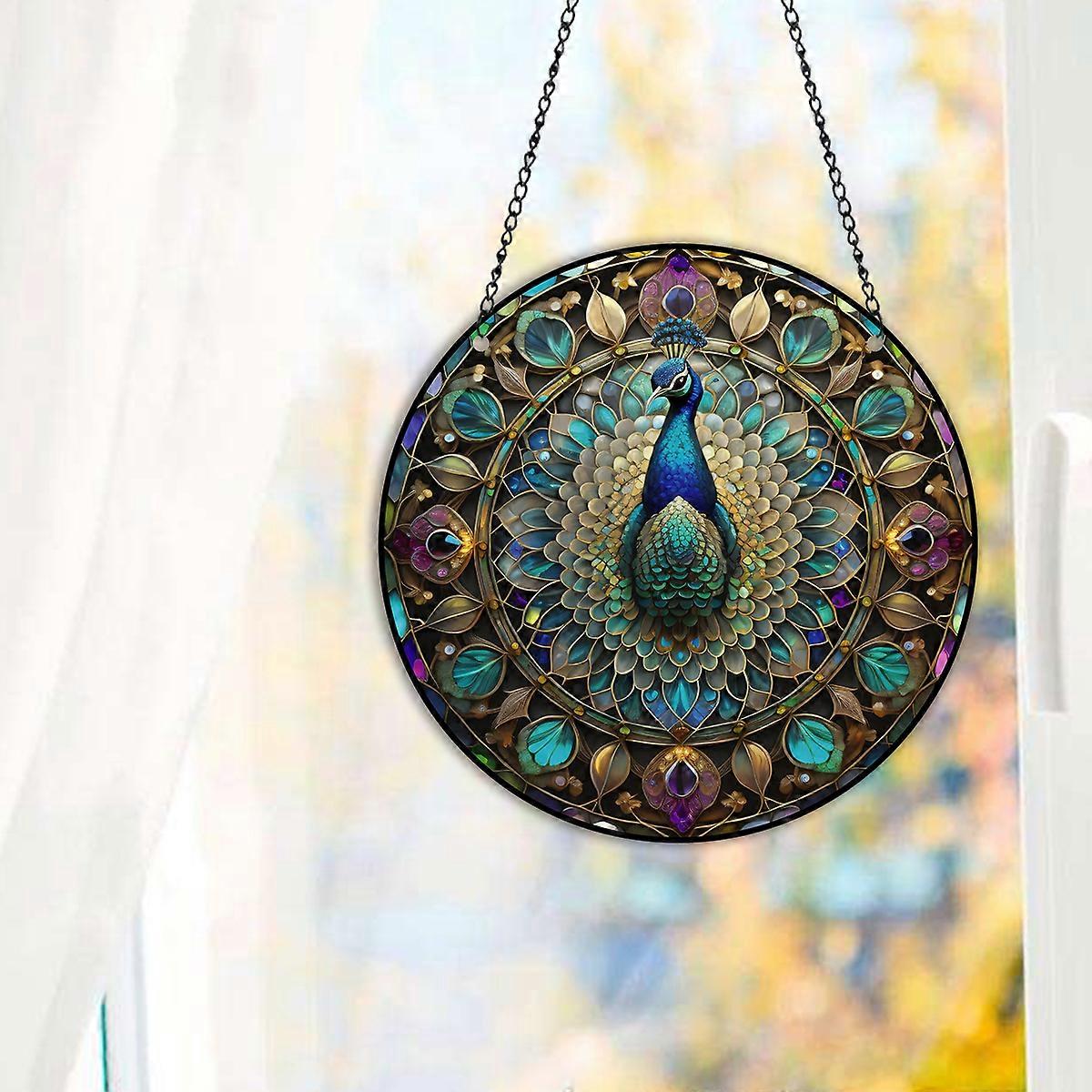 1PC Peacock Acrylic Pendant Plate Hanging Sign for Indoor Outdoor Decor