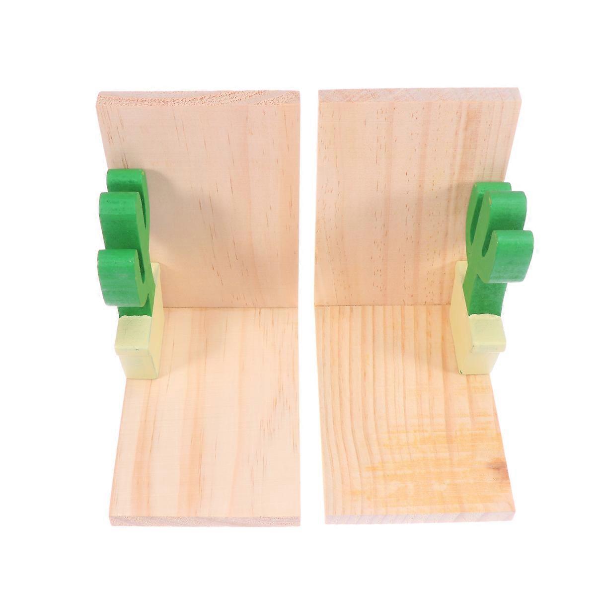 Bamboo Bookends Creative Book Organizer for Book Stand 2Pcs