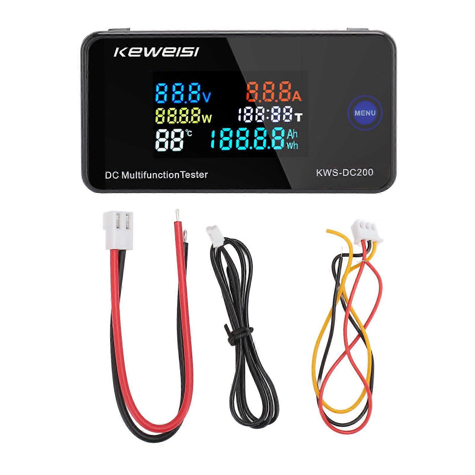 KWS DC200 10A Voltmeter Ammeter DC 8120V 010A Color LCD Screen 7 in 1 Multifunction DC Multimeter with 10A Current Shunt