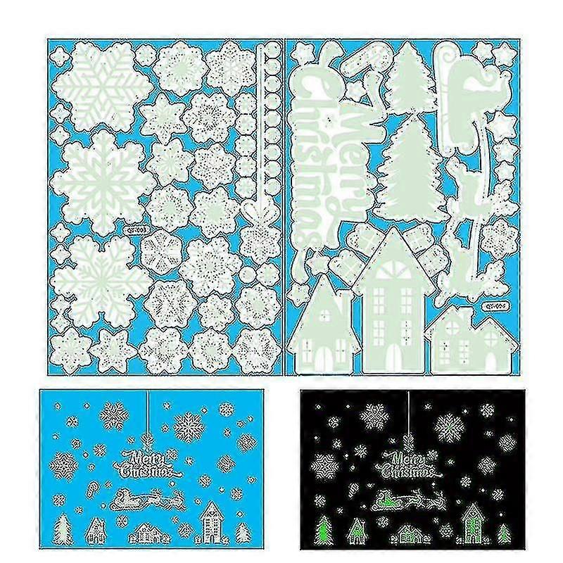 christmas Decor Snowflake Window Sticker Luminous Shop Window Sticker Cs