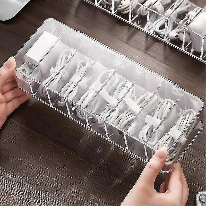 Headphone Data Cable Charging Cable Storage Box Desktop Stationery with Transparent Plastic Data Cab