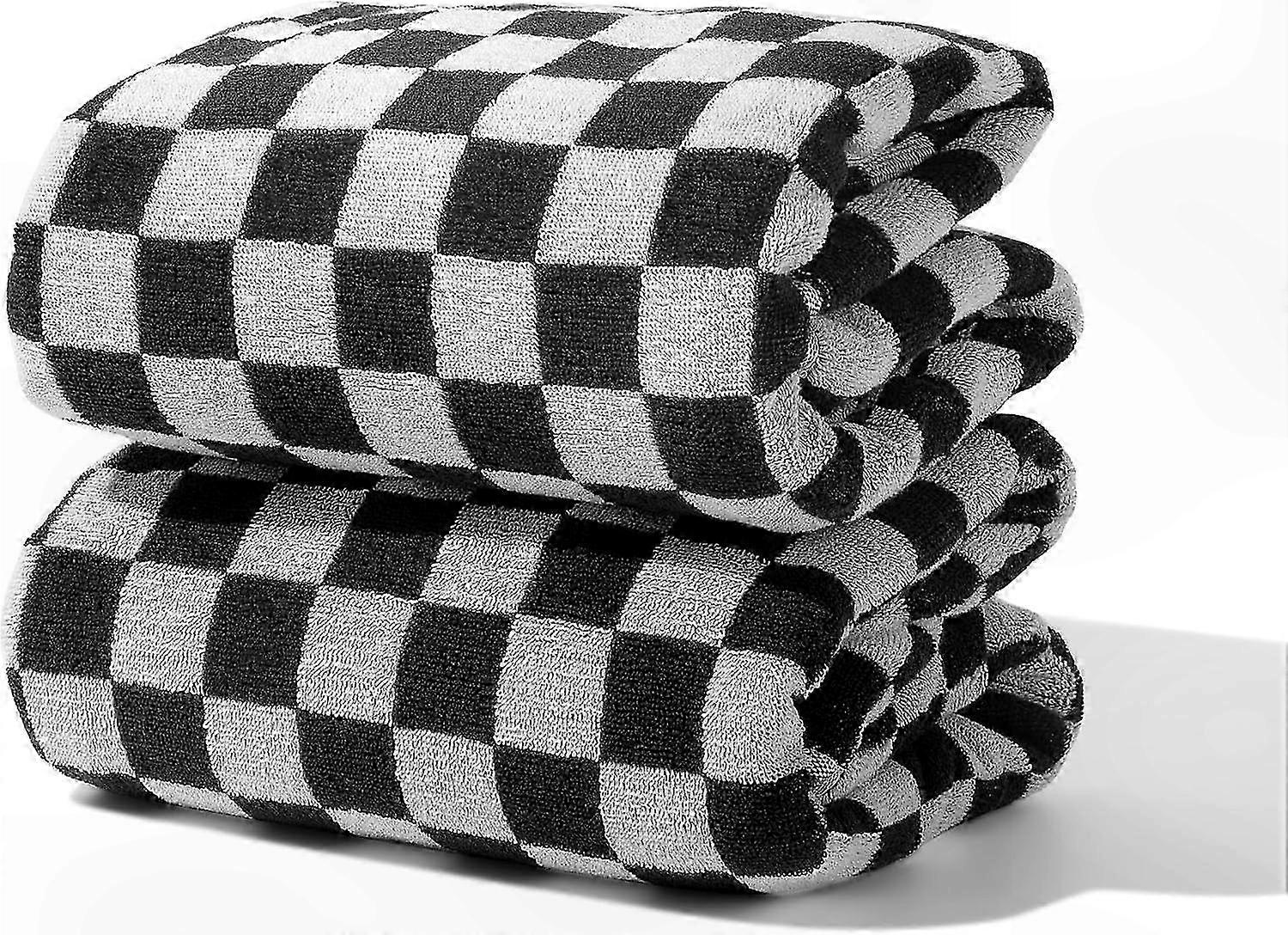 Soft Checkered Bath Towels - Premium Cotton, Highly Absorbent for Everyday Use