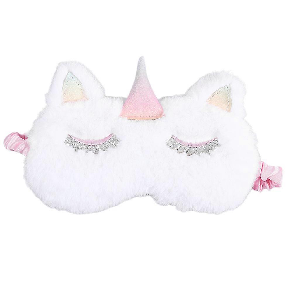 2Pcs White Eye Mask Unicorn Design for Sleeping Soft Night Blindfold