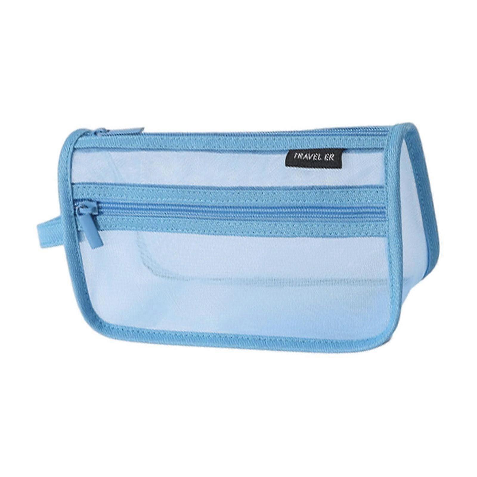 Yonrjhukm Large Capacity Mesh Stationery Bag Transparent Mesh Pen Bag Student Portable Storage Bag