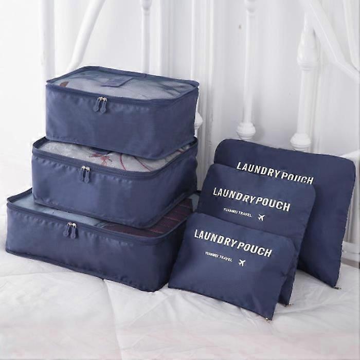 6Pcs Travel Organizer Bag Dark Blue
