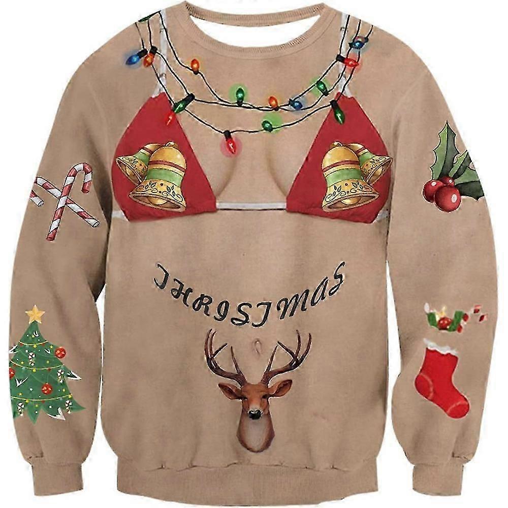 Sweat-shirt de Noël moche imprimé en 3D pour homme et femme, col ras du cou amusant