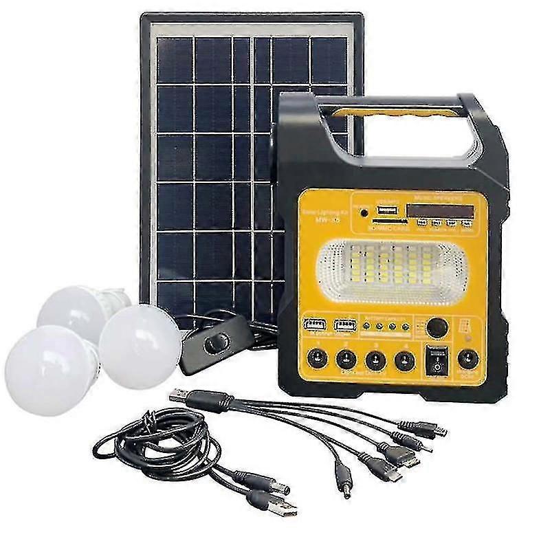 3電球ソーラーパネル緊急電源USB充電キャンプLED照明付き太陽光発電システム