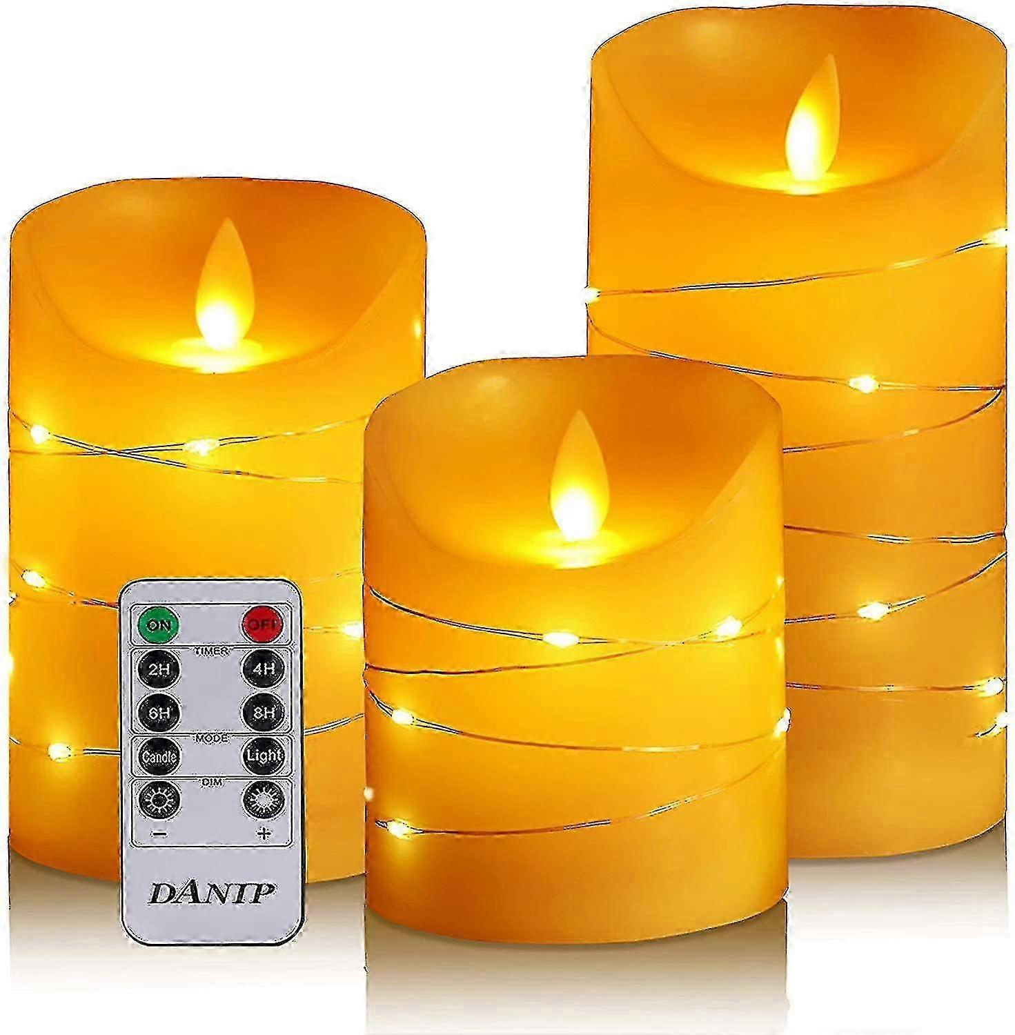 Flameless Candle With Embedded Light Chain, 3-part Led Candle With Remote Control 25-26s